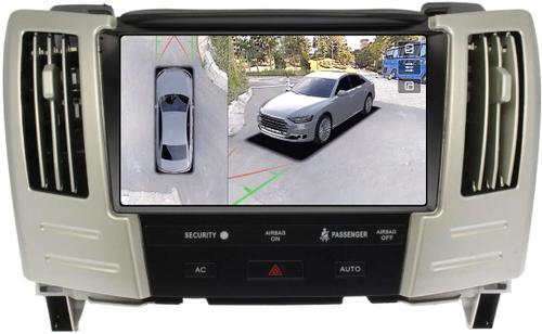 Магнитола для Toyota Harrier XU30 2003-2013, Lexus RX 2003-2009 (ШГУ цветной, рамка наверх тип 1) - Teyes CC3-2K-360 монитор 9.5" 2K QLED на Android 10, 6Гб+128Гб, CarPlay, 4G SIM-слот, 4 камеры в комплекте