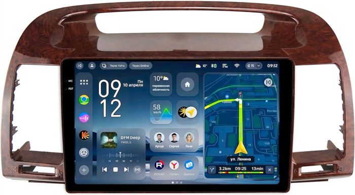 Магнитола для Toyota Camry 30 2001-2006 (рамка дерево 1) - Teyes CC4-PRO монитор 9.5" 2K QLED на Android 13, Snapdragon 778G, ИИ, CarPlay, DSP, 4G SIM-слот