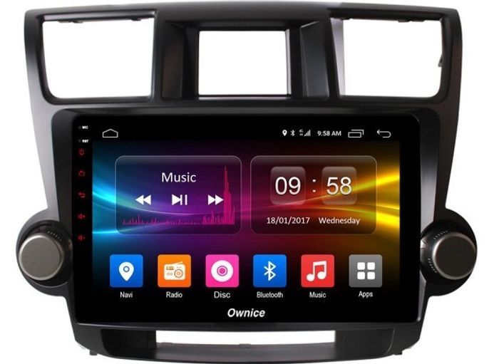 Магнитола для Toyota Highlander 2 2007-2013 XU40 - Kuberg OL-1431-1 IPS, Android 10, 8 ядер (TS18), 4G SIM-слот (крутилки декоративные)