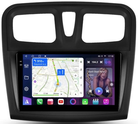 Магнитола для Renault Logan 2, Sandero 2 2014+ - FarCar 3051-9M монитор 9.5" QLED на Android 14, TS18, CarPlay, 4G SIM-слот