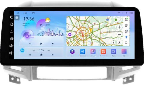 Магнитола для Hyundai Santa Fe 2 CM 2006-2012 (рамка серебро) - FarCar монитор 12.3" 2K QLED на Android 14, TS10, CarPlay, 4G SIM-слот