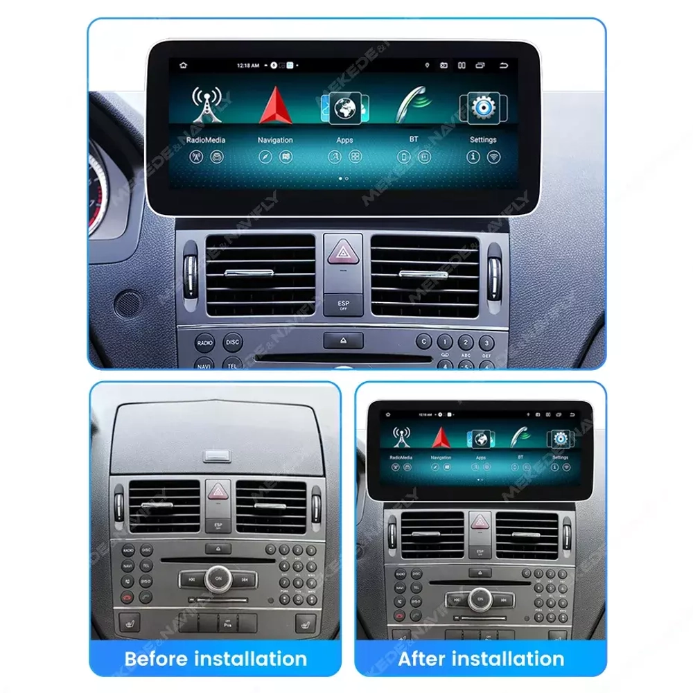 Магнитола для Mercedes-Benz C-класс W204 2007-2011 NTG 4.0 - Kuberg MKD монитор 12.5", Android 11, 6Гб+128Гб, CarPlay, SIM-слот