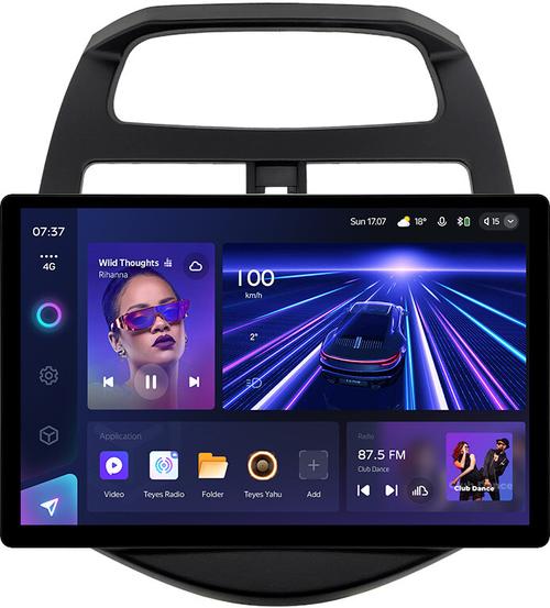 Магнитола для Chevrolet Spark M300 2009-2022, Ravon R2 (рамка матовая) - Teyes CC3-2K монитор 13", QLED+2K, Android 10, Быстрая, 4G SIM-слот, CarPlay