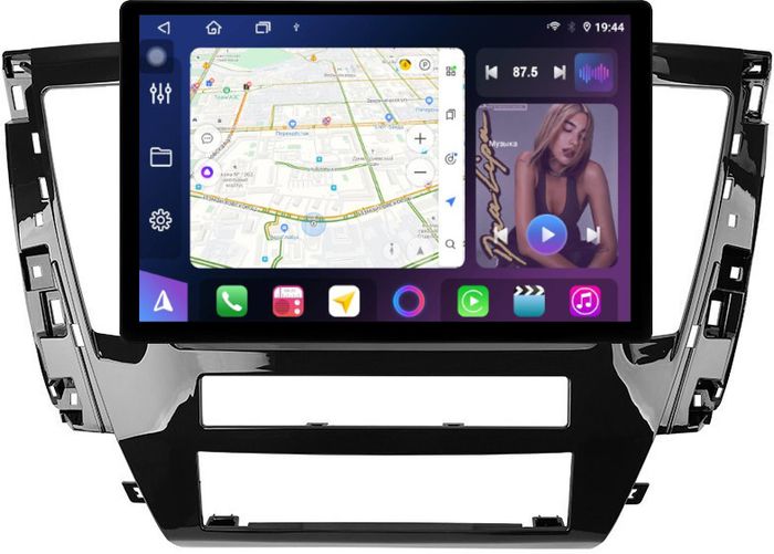 Магнитола для Mitsubishi Pajero Sport 3 2020-2024, Montero Sport (прямоугольный климат, рамка 9) - FarCar BX877 монитор 13" 2K QLED на Android 13, TS10, 6+128, CarPlay, 4G SIM-слот