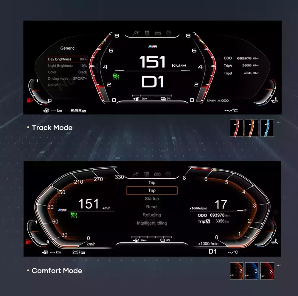 Электронная панель приборов для BMW 6 серия F06 2014-2019 (без проекции на лобовое) - Kuberg NH-LCD-B01-F06 с ЖК 12.3" экраном QLED