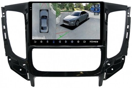 Магнитола для Mitsubishi L200 5 2015-2019 (климат), Pajero Sport 3 2016-2023 (МКПП), FIAT Fullback - Teyes CC3-2K-360 на Android 10, 2K QLED, 6Гб+128Гб, CarPlay, 4G SIM-слот, 4 камеры в комплекте