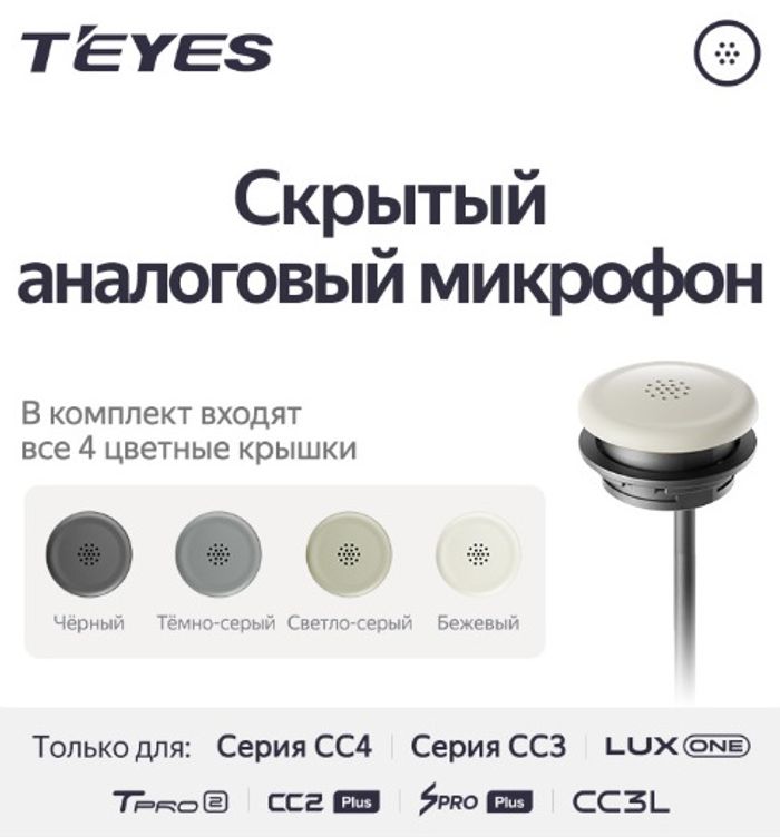 Скрытый аналоговый микрофон для Teyes