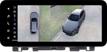 Магнитола для KIA Optima 4 2016-2020 (рамка 10) - Teyes LUX ONE 360 монитор 12.3" 2K QLED на Android 10, 6Гб+128Гб, CarPlay, 4G SIM-слот, 4 камеры в комплекте