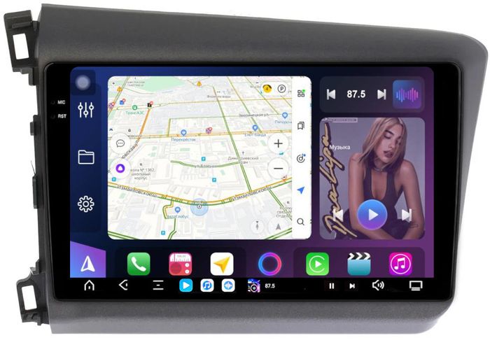Магнитола для Honda Civic 9 седан 2012 левый руль - FarCar XXL132M монитор 9.5" 2K QLED на Android 14, TS20, 8+256Гб, CarPlay, 4G SIM-слот