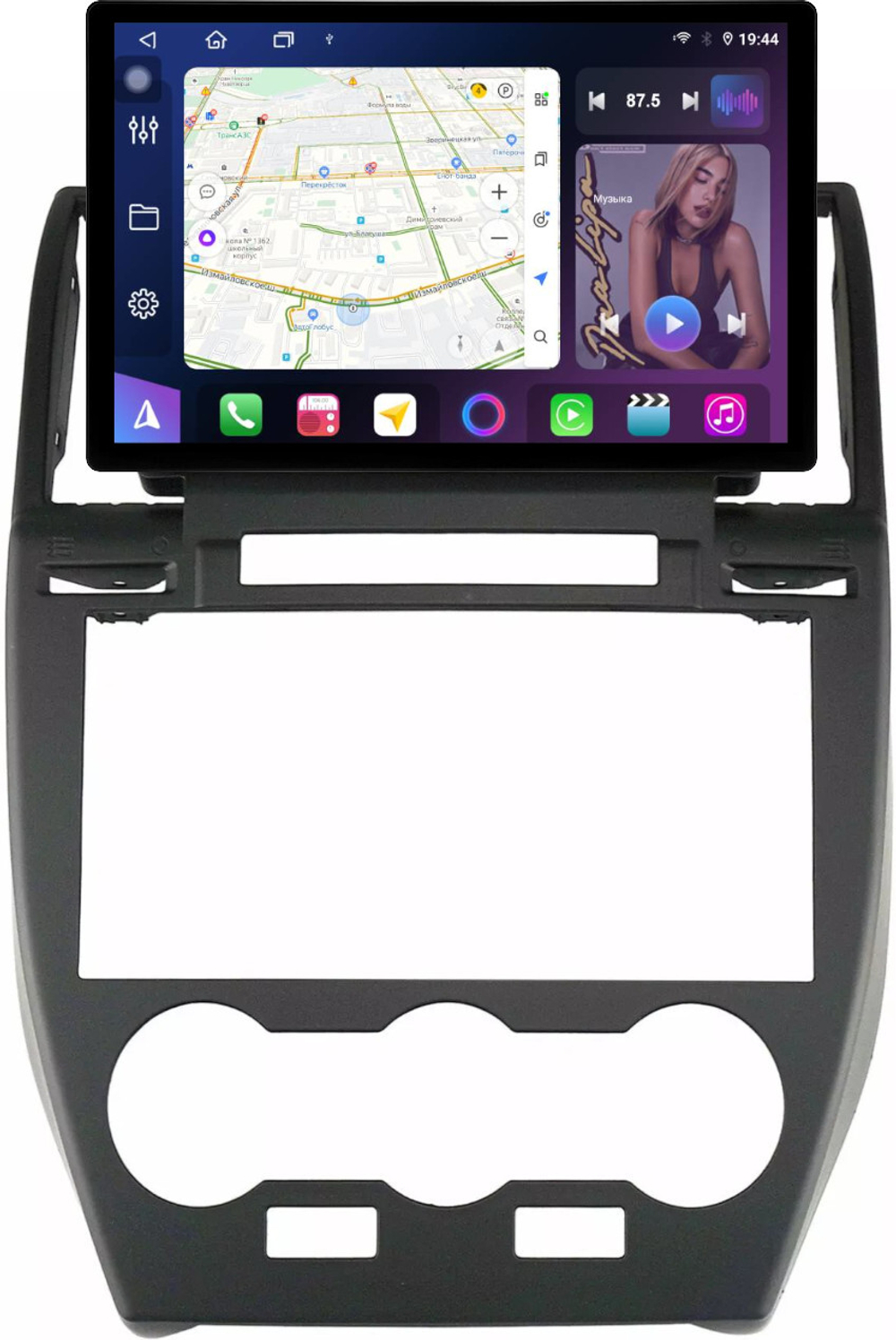 Магнитола для Land Rover Freelander 2 2007-2012 (монохром) - FarCar BX877 монитор 13" 2K QLED на Android 13, TS10, 6+128, CarPlay, 4G SIM-слот