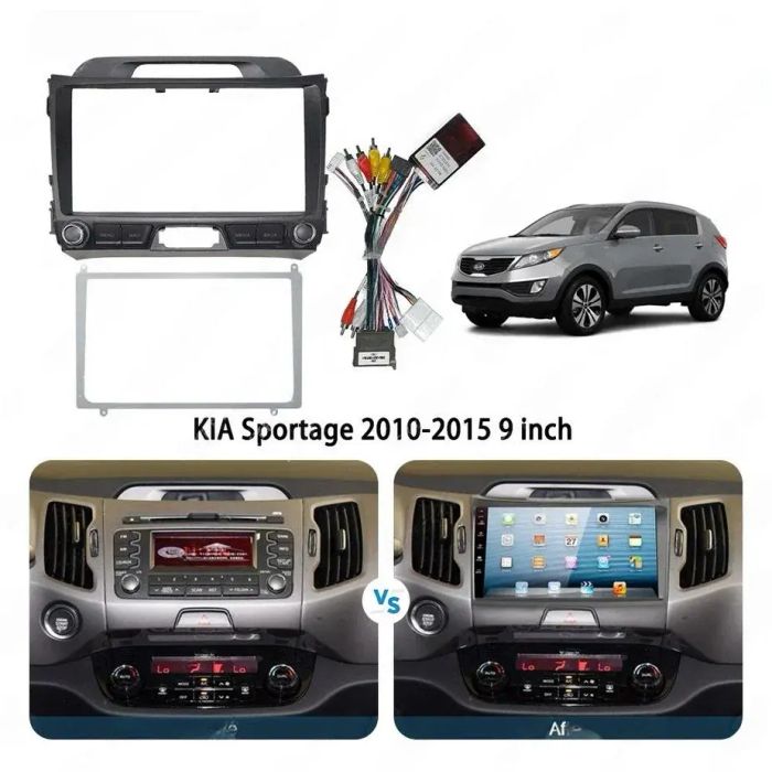 Магнитола для KIA Sportage 2010-2016 (низкая комплектация) - Kuberg SF-9735-1 (рамка 9" с крутилками) QLed+2K, Android 12, TS10, CarPlay, 4G SIM-слот