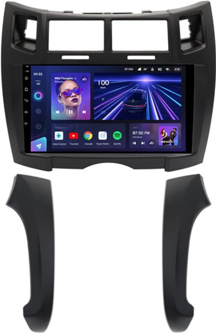 Магнитола для Toyota Vitz 2, Yaris 2 2005-2011 (рамка черная тип 2) - Teyes CC3L на Android 10, 8-ядер, CarPlay, 4G SIM-слот
