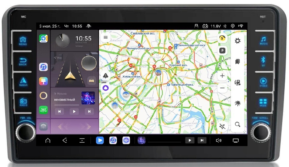 Магнитола для AUDI A3 2003-2012 - Kuberg OL-9968 (кнопки и крутилки), Android 13, TS20, 6+128Гб, CarPlay, 4G SIM-слот