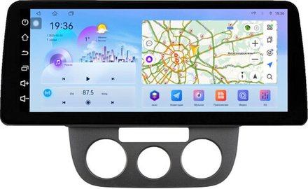 Магнитола для Volkswagen Jetta 5 2005-2010 (кондиционер) - FarCar монитор 12.3" 2K QLED на Android 14, TS10, CarPlay, 4G SIM-слот