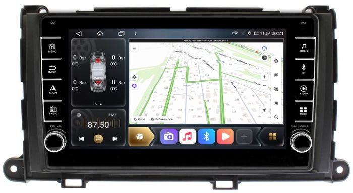 Магнитола для Toyota Sienna 3 2010-2014 - Kuberg OL-9695 (кнопки и крутилки), Android 12, TS10, CarPlay, 4G SIM-слот