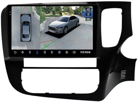 Магнитола для Mitsubishi Outlander 3 2012-2021 (правый руль) - Teyes CC3-2K-360 монитор 9.5" 2K QLED на Android 10, 6Гб+128Гб, CarPlay, 4G SIM-слот, 4 камеры в комплекте