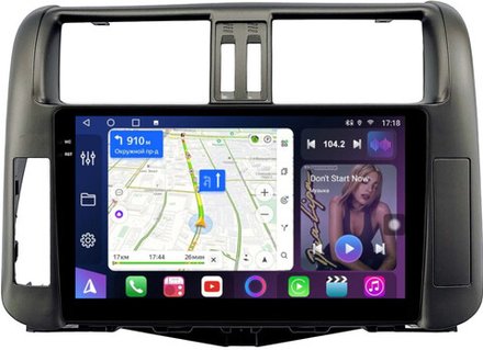 Магнитола для Toyota Land Cruiser Prado 150 2009-2013 (рамка графит) - FarCar 7041G монитор 9.5" QLED на Android 14, TS18, CarPlay, 4G SIM-слот