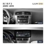 Магнитола для Lexus IS250 XE20 2005-2013 (ШГУ монохром, рамка LUX) - Teyes LUX ONE 360 монитор 12.3" 2K QLED на Android 10, 6/128Гб, CarPlay, 4G SIM-слот, 4 камеры в комплекте