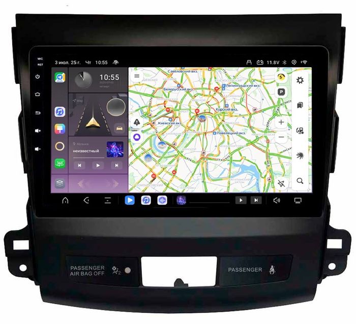 Магнитола для Mitsubishi Outlander XL, Peugeot 4007, Citroen C-Crosser - Kuberg QLed, Android 13, Быстрейшая, CarPlay, SIM-слот