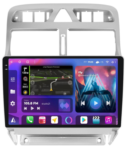 Магнитола для Peugeot 307 2001-2008 - FarCar BM017M-2K монитор 9.5" 2K QLED на Android 14, TS10, 4+32Гб, CarPlay, 4G SIM-слот