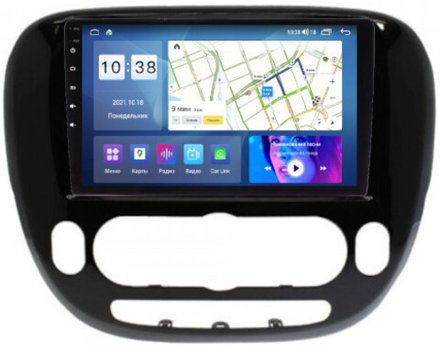 Магнитола для KIA Soul 2 2014-2019 (кондиционер, рамка глянцевая) - Parafar PF526UHD на Android 13, QLED, ТОП процессор, 8Гб+128Гб, CarPlay, 4G SIM-слот
