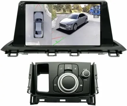 Магнитола для Mazda CX-4 2016-2024 (штатный монохромный экран, рамка 9) - Teyes CC3-2K-360 на Android 10, 2K QLED, 6Гб+128Гб, CarPlay, 4G SIM-слот, 4 камеры в комплекте