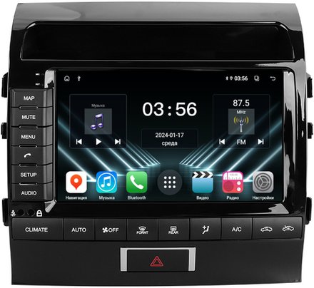Магнитола для Toyota Land Cruiser 200 2007-2009 (климат на ШГУ) - FarCar DX9-9006C монитор 9.5" IPS на Android 13, 4+64Гб, CarPlay
