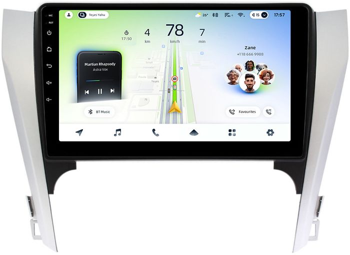 Магнитола для Toyota Camry 50 2011-2014 (рамка серебристо-черная) - Teyes CC4L монитор 10" IPS на Android 14, Snapdragon 662, CarPlay, 4G SIM-слот