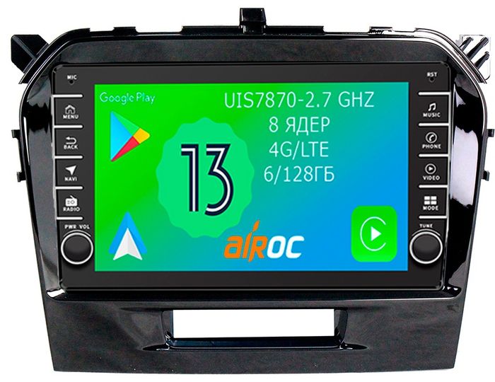 Магнитола для Suzuki Vitara 2015+ - Airoc AB-3504 (кнопки и крутилки), Android 13, Быстрая, SIM-слот, CarPlay