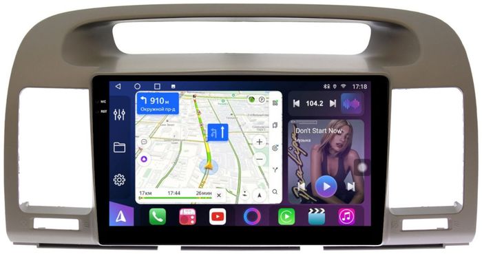 Магнитола для Toyota Camry 30 2001-2006 (рамка оливковая) - FarCar BM9-8200L монитор 9.5" QLED на Android 14, TS10, 4+32Гб, CarPlay, 4G SIM-слот