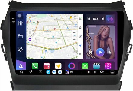 Магнитола для Hyundai Santa Fe 3 2012-2018 (отдельный экран климата, штатная КЗВ) - FarCar GX9-7004B монитор 9.5" 2K QLED на Android 14, TS20, 6+128Гб, CarPlay, 4G SIM-слот