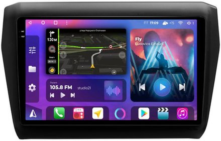 Магнитола для Suzuki Swift 5 2016-2023 (рамка матовая 9) - FarCar BM179-2M-2K монитор 9.5" 2K QLED на Android 14, TS10, 4+32Гб, CarPlay, 4G SIM-слот