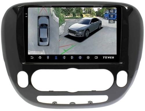 Магнитола для KIA Soul 2 2014-2019 (кондиционер, рамка глянцевая) - Teyes CC3-2K-360 на Android 10, 2K QLED, 6Гб+128Гб, CarPlay, 4G SIM-слот, 4 камеры в комплекте
