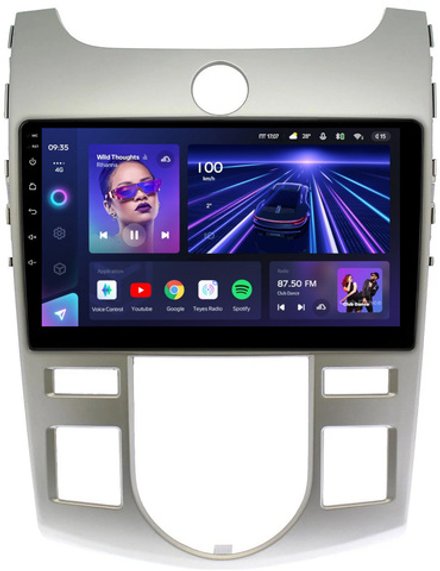 Магнитола для KIA Cerato 2 2008-2013 (климат, рамка серебро) - Teyes CC3 на Android 10, QLED, ТОП процессор, 4Гб+32Гб, CarPlay, 4G SIM-слот
