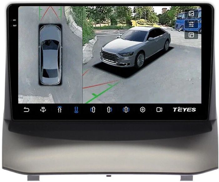 Магнитола для Ford Fiesta MK6 2012-2018 (голубой БК, рамка тип 1) - Teyes CC3-2K-360 на Android 10, Быстрая, 2K QLED, CarPlay, 4G SIM-слот, 4 камеры в комплекте
