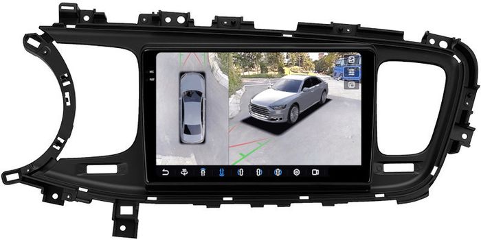 Магнитола для KIA Optima 3 TF 2013-2015 - FarCar BX9-360-7099F2 монитор 9.5" 2K QLED на Android 13, 6Гб+128Гб, CarPlay, 4G SIM-слот, 4 камеры в комплекте