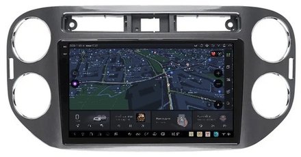 Магнитола для Volkswagen Tiguan 2011-2017 (рамка серая) - Kuberg OL-9908-2 QLed+2K, Android 13, UIS7870 (DUDU7), CarPlay, SIM-слот
