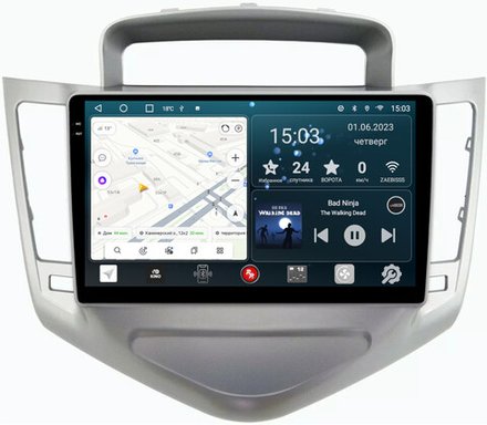 Магнитола для Chevrolet Cruze 2009-2012 (черный/серебро) - RedPower 045 Android 10, QLED+2K, ТОП процессор, 6Гб+128Гб, CarPlay, SIM-слот