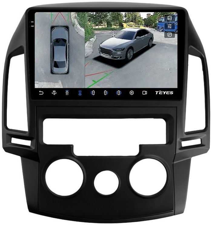 Магнитола для Hyundai i30 2007-2012 (кондиционер) - Teyes CC3-2K-360 на Android 10, 2K QLED, 6Гб+128Гб, CarPlay, 4G SIM-слот, 4 камеры в комплекте