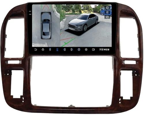 Магнитола для Toyota Land Cruiser 100, Lexus LX470 1998-2002 (кондиционер или климат внизу, рамка дерево) - Teyes CC3-2K-360 монитор 9.5" 2K QLED на Android 10, 6+128Гб, CarPlay, 4G SIM-слот, 4 камеры в комплекте