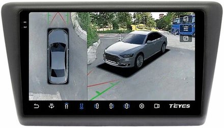 Магнитола для Skoda Rapid 1 2012-2020 (рамка тип 2) - Teyes CC3-2K-360 на Android 10, 2K QLED, 6Гб+128Гб, CarPlay, 4G SIM-слот, 4 камеры в комплекте