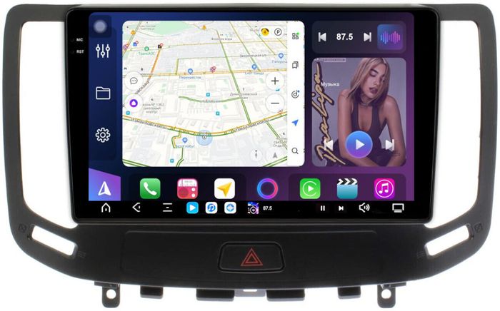 Магнитола для Infiniti G25, G35, G37 2006-2013 (поддержка Bose) - FarCar GX9-9676 монитор 9.5" 2K QLED на Android 14, TS20, 6+128Гб, CarPlay, 4G SIM-слот