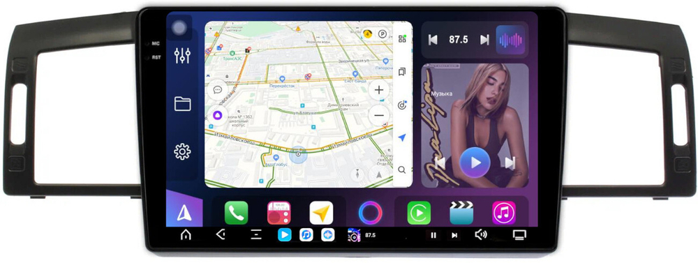 Магнитола для Infiniti M35, M45 2004-2009 (поддержка Bose) - FarCar XXL9-9674 монитор 9.5" 2K QLED на Android 14, TS20, 8+256Гб, CarPlay, 4G SIM-слот
