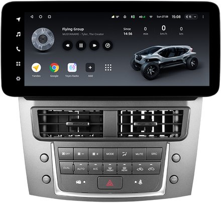 Магнитола для Lexus IS250 XE20 2005-2013 (ШГУ монохром, рамка LUX) - Teyes LUX ONE ROUND монитор 12.3" 2K QLED на Android 10, CarPlay, 4G SIM-слот