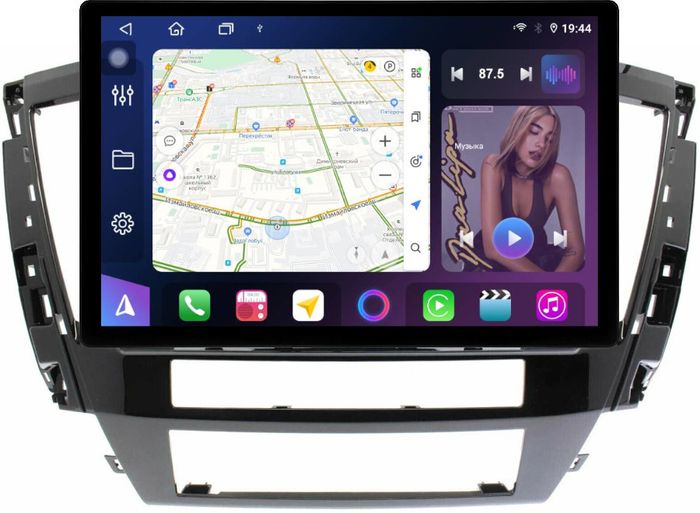 Магнитола для Mitsubishi Pajero Sport 3 2020-2024, Montero Sport (прямоугольный климат, рамка 10) - FarCar BX877 монитор 13" 2K QLED на Android 13, TS10, 6+128, CarPlay, 4G SIM-слот