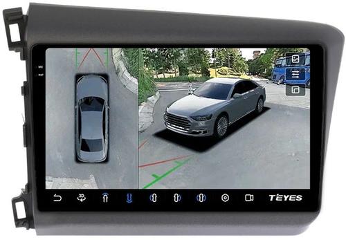 Магнитола для Honda Civic 9 седан 2012 левый руль - Teyes CC3-2K-360 монитор 9.5" 2K QLED на Android 10, 6Гб+128Гб, CarPlay, 4G SIM-слот, 4 камеры в комплекте