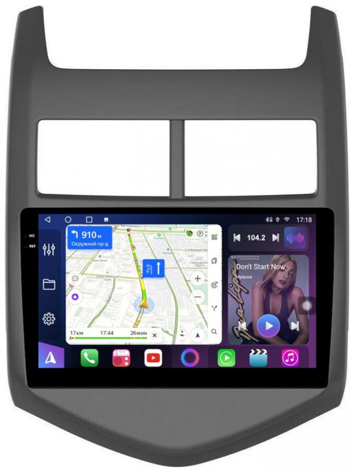 Магнитола для Chevrolet Aveo 2 2012-2015 - FarCar 107M монитор 9.5" QLED на Android 14, TS18, CarPlay, 4G SIM-слот