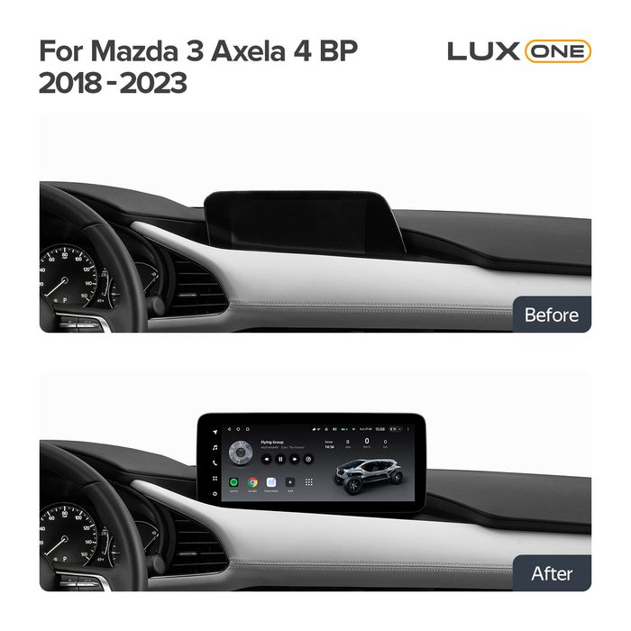 Магнитола для Mazda 3 BP 2019-2023 (ШГУ без монитора) - Teyes LUX ONE ROUND монитор 12.3", Android 10, ТОП процессор, CarPlay, 4G SIM-слот