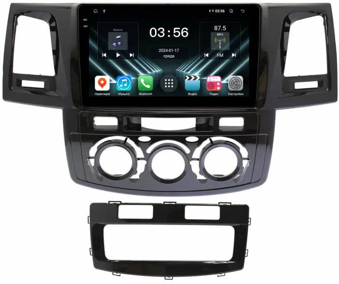 Магнитола для Toyota HiLux 7 2011-2015 - FarCar DX143M монитор 9.5" IPS на Android 13, 4+64Гб, CarPlay