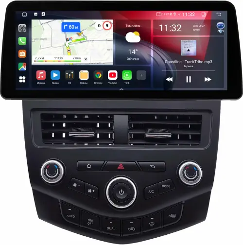 Магнитола для Honda Accord 7 2003-2008 - Kuberg KP-1218 монитор 12.3" в стиле BMW на Android 11, CarPlay, 4G SIM-слот